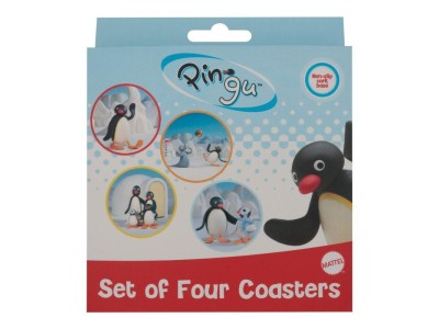 PINGU - 4 Dessous de Verres Gravés en Métal 