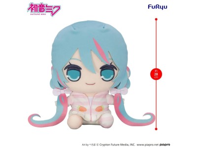 HATSUNE MIKU - Rabbite Ear Hood Pajama - Big Plush Toy Kyurumaru 28cm 