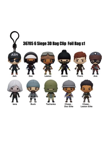 SIX SIEGE - Series 1 - 3D Foam Bag Clip (Display 24 Pcs) 