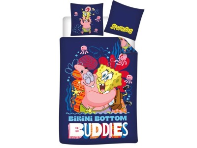 BOB L'EPONGE - Buddies - Parure de lit 140x200cm + 65x65cm