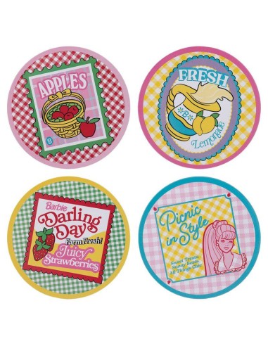 BARBIE - 4 Dessous de Verres Gravés en Métal