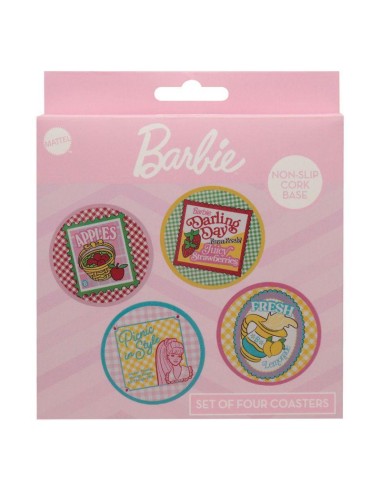 BARBIE - 4 Dessous de Verres Gravés en Métal