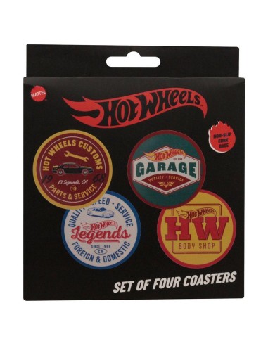 HOT WHEELS - 4 Dessous de Verres Gravés en Métal
