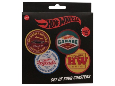 HOT WHEELS - 4 Dessous de Verres Gravés en Métal