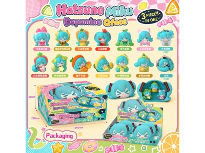 HATSUNE MIKU - Dopamine Qface - Blind Box 4 Set de 3 Figurine