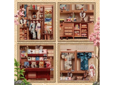 BOOK NOOK KIT - DIY -Boutique de kimonos Sakura- 235pc + Eclairage LED