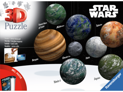STAR WARS - Planète de la Galaxie - Puzzle 3D 1x108, 4x72, 2x54, 1x27p