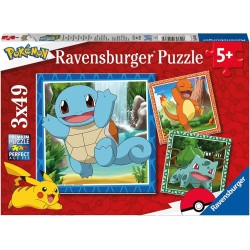 POKEMON - Salamèche, Bulbizarre et Carapuce - 3 Puzzle 49P
