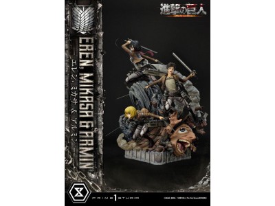 L'ATTAQUE DES TITANS - Eren, Mikasa & Armin - Statuette Ultimate 72cm