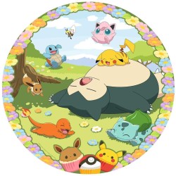 POKEMON - Puzzle Rond 500p - Pokemon en fleurs 2