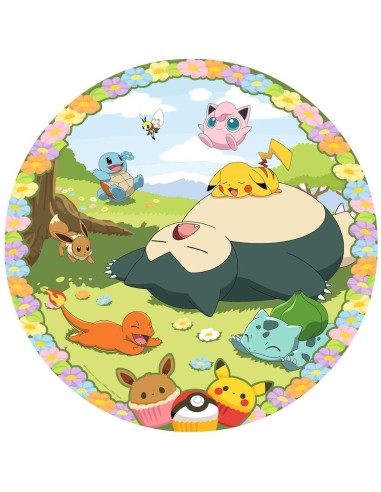 POKEMON - Puzzle Rond 500p - Pokemon en fleurs