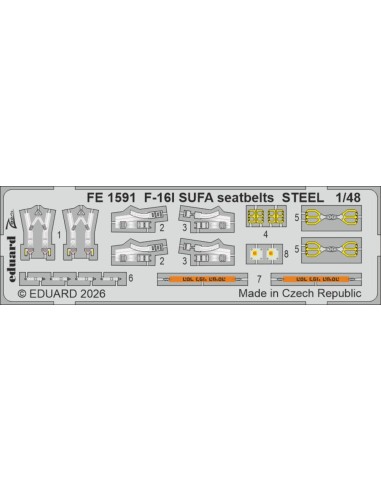 F-16I SUFA seatbelts STEEL (Kinetic Gold edition kit) for Kinetic