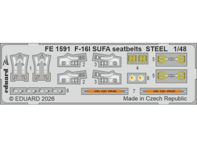 F-16I SUFA seatbelts STEEL (Kinetic Gold edition kit) for Kinetic