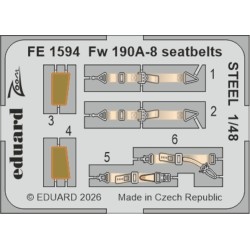 Fw 190A-8 seatbelts STEEL for Hobby Boss