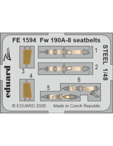 Fw 190A-8 seatbelts STEEL for Hobby Boss