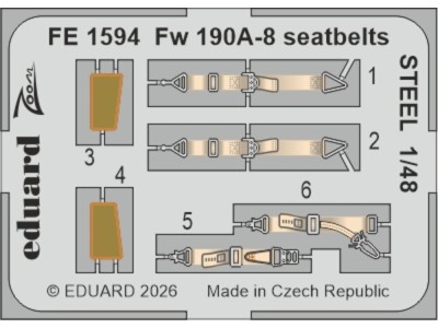 Fw 190A-8 seatbelts STEEL for Hobby Boss