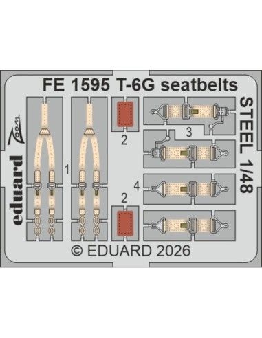 T-6G seatbelts STEEL for Italeri