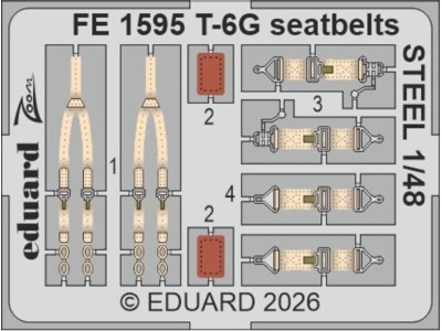 T-6G seatbelts STEEL for Italeri