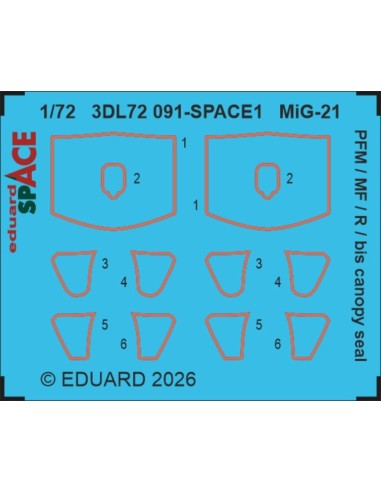 MiG-21 PFM / MF/ R / bis canopy seal SPACE 1/72 for Eduard