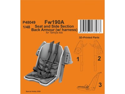 Fw190A Seat and Side Section Back Armour (w/ harness) for Tamiya