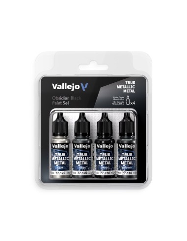 True Metallic Metal: Obsidian Black Paint Set (4)