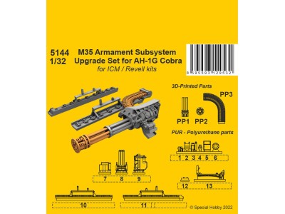 M35 Armament Subsystem Upgrade Set for AH-1G Cobra 1/32 /for ICM and Revell kits