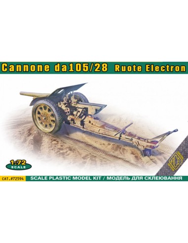 Italian 105/28 field cannon with rubberized wheels
