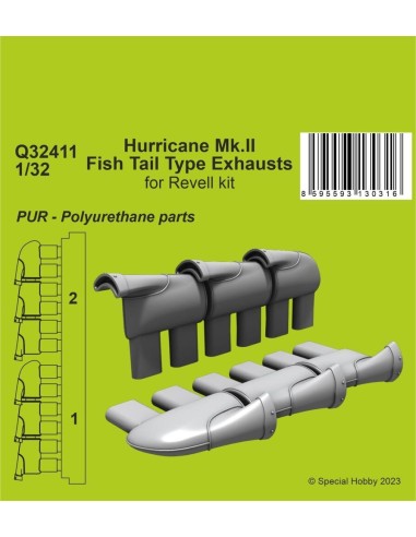 Hurricane Mk.II Fish Tail Type Exhausts 1/32