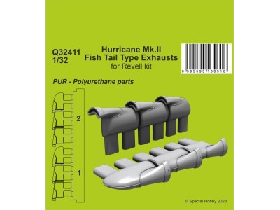 Hurricane Mk.II Fish Tail Type Exhausts 1/32