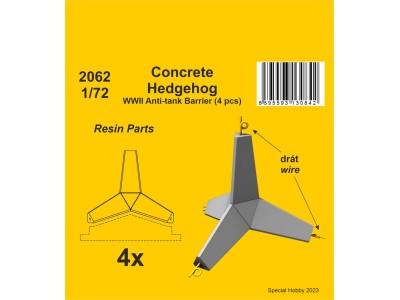 Concrete Hedgehog - WWII Anti-tank Barrier (4 pcs.) 1/72