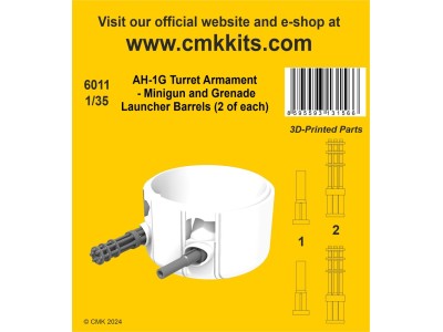 AH-1G Turret Armament - Minigun and Grenade Launcher Barrels (2 of each) 1/35