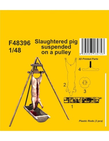 Slaughtered pig suspended on a pulley 1/48