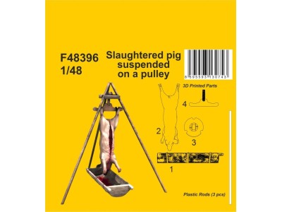 Slaughtered pig suspended on a pulley 1/48