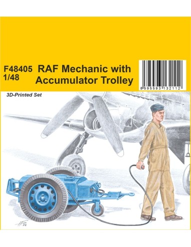 RAF Mechanic with Accumulator Trolley