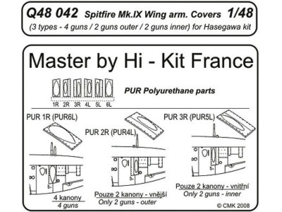 Spitfire Mk. IX Wing armament covers für Hasegawa Bausatz