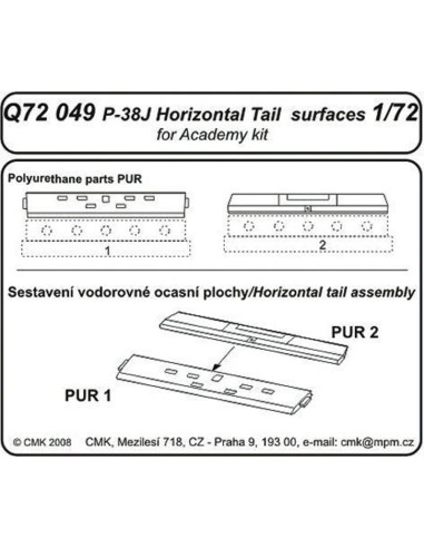 P-38J Lightning Tail horizontal surfaces für...
