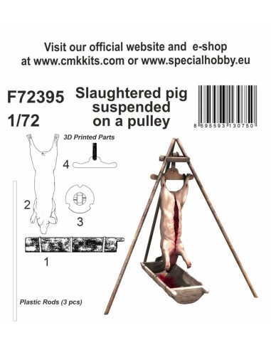 Slaughtered pig suspended on a pulley 1/72