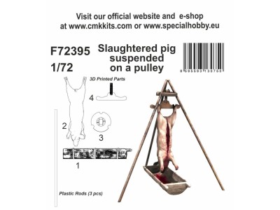 Slaughtered pig suspended on a pulley 1/72