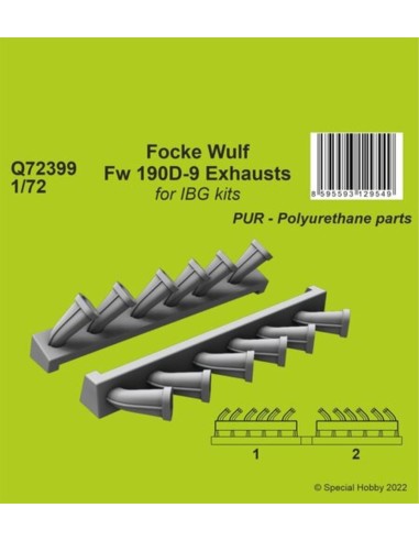 Focke Wulf Fw 190D-9 Exhausts / for 1/72 IBG kits