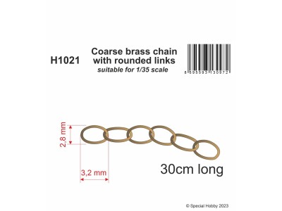 Coarse brass chain with rounded links - suitable for 1/35 scale