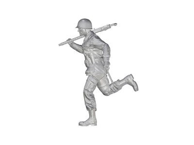 US WW2 Soldier (101 Airborne) Running w.M2 Machine Gun over his Shoulder