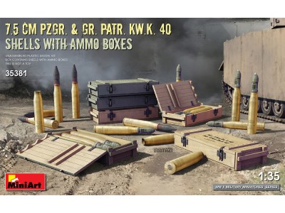7.5 cm Pzgr. & Gr. Patr. Kw.K. 40  Shells with Ammo Boxes