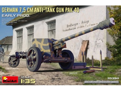 German 7.5cm Anti-Tank Gun PaK 40. Early Prod