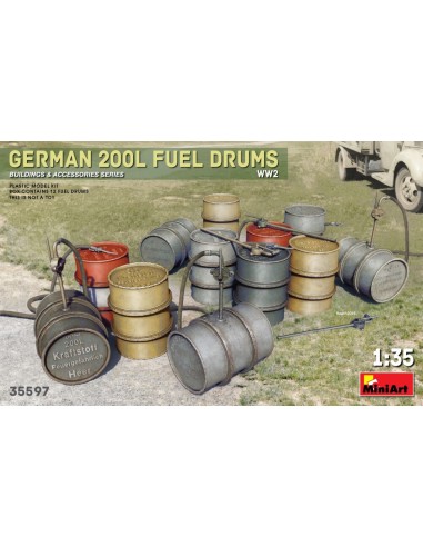 German 200L Fuel Drum Set WW2