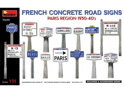 French Concrete Road Signs 1930-40's. Paris Region
