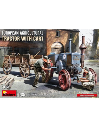 European  Agricultural Tractor with Cart
