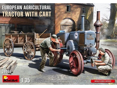 European  Agricultural Tractor with Cart