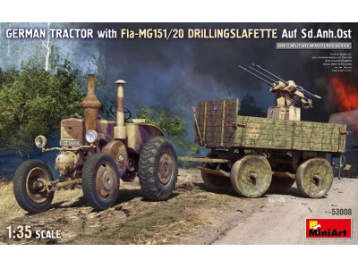 German Tractor with Fla-MG151/20 Drillingslafette Auf Sd.Anh.Ost