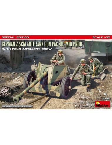 German 7.5cm Anti-Tank Gun PaK 40. Mid Prod w/...