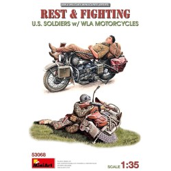 Rest & Fighting. U.S. Soldiers w/ WLA Motorcycles